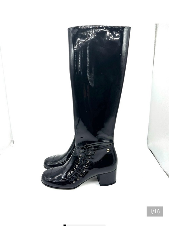 CHANEL Shoes - Chanel patent leather boots size 39